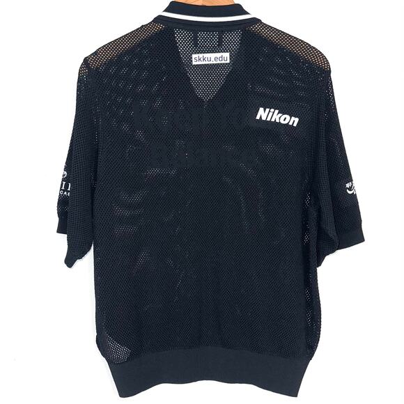 LPGA Black Mesh Sponsored Golf Short Sleeve Polo Top Size Medium - Picture 11 of 14